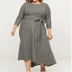 Lane Bryant Women' s Textured Tie Waist High-Low Fit & Flare Dress Sz 20